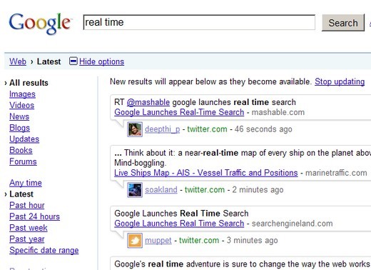 Google en temps réel ! C'est parti, c'est maintenant ,c'est sur Google.com