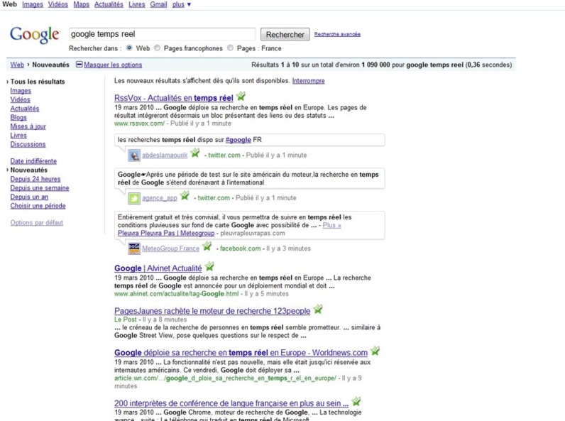 Google en temps réel parle donc français.