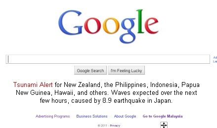Google, le web et le Japon #tsunami #tremblement de terre.