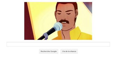 Google Rocks ! Un doodle Freddie Mercury ...Google save the Queen