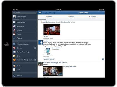 Facebook sur Ipad Facebook sur Ipad