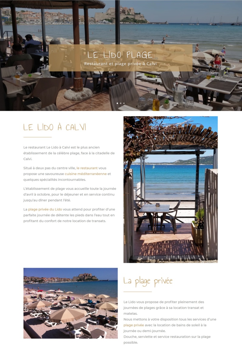 Nouvelle réalisation web : restaurant Le Lido à Calvi