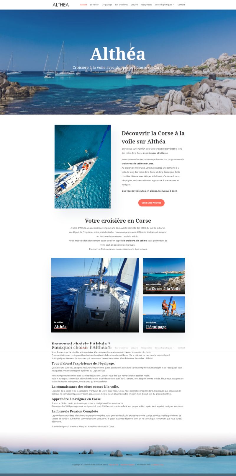 Nouveau site : Althéa, croisière à la voile en Corse