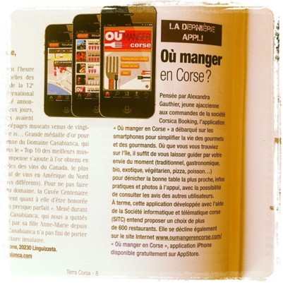 Ou Manger En Corse dans la presse....et en publicité partout.