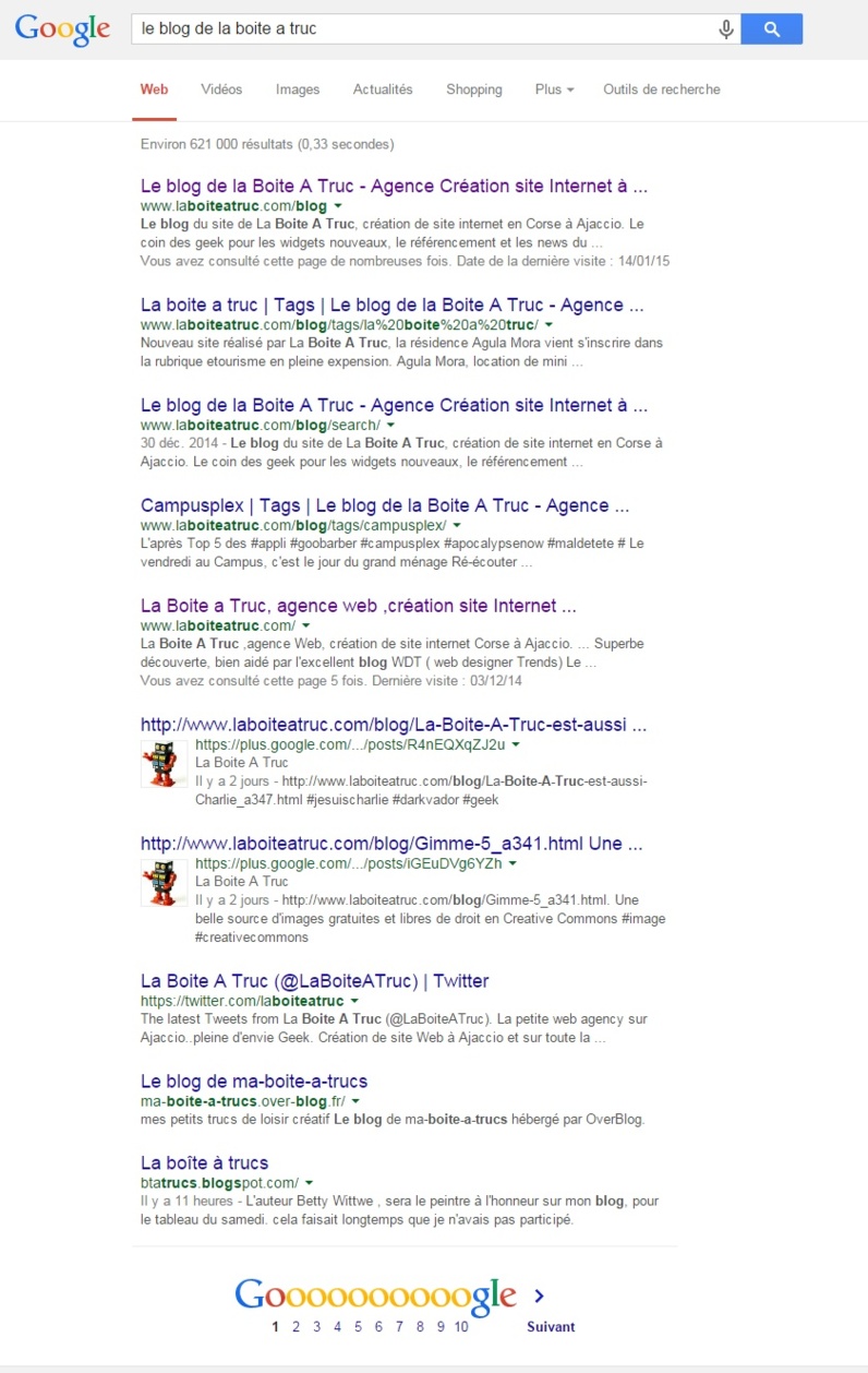 Résultat Google - Blog de LBAT