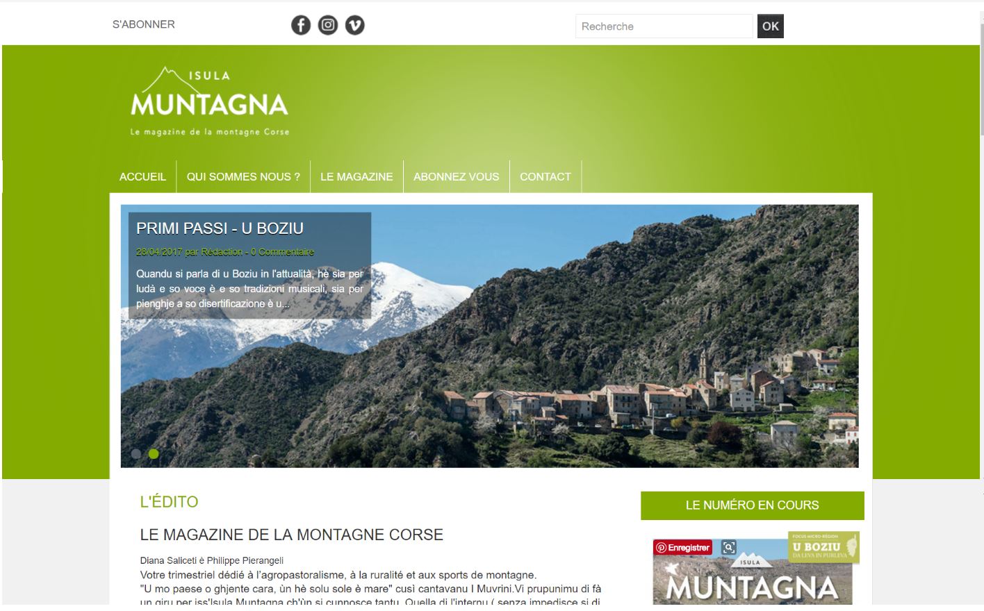 Nouveau site internet : Isula Muntagna