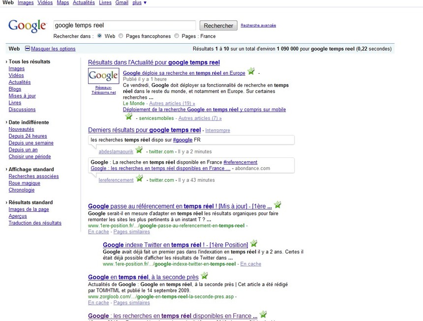 Google en temps réel en France et sur La Boite A Truc