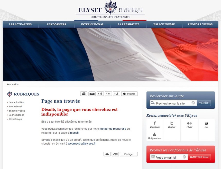 La même page, même adresse plus tard...