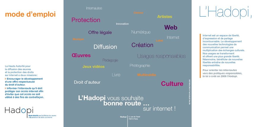 Publicité Hadopi distribuée aux péages.