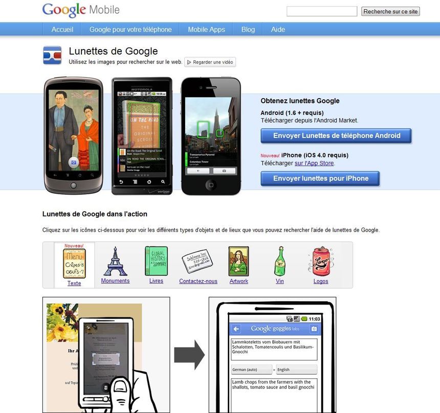 Google Goggles sur Iphone