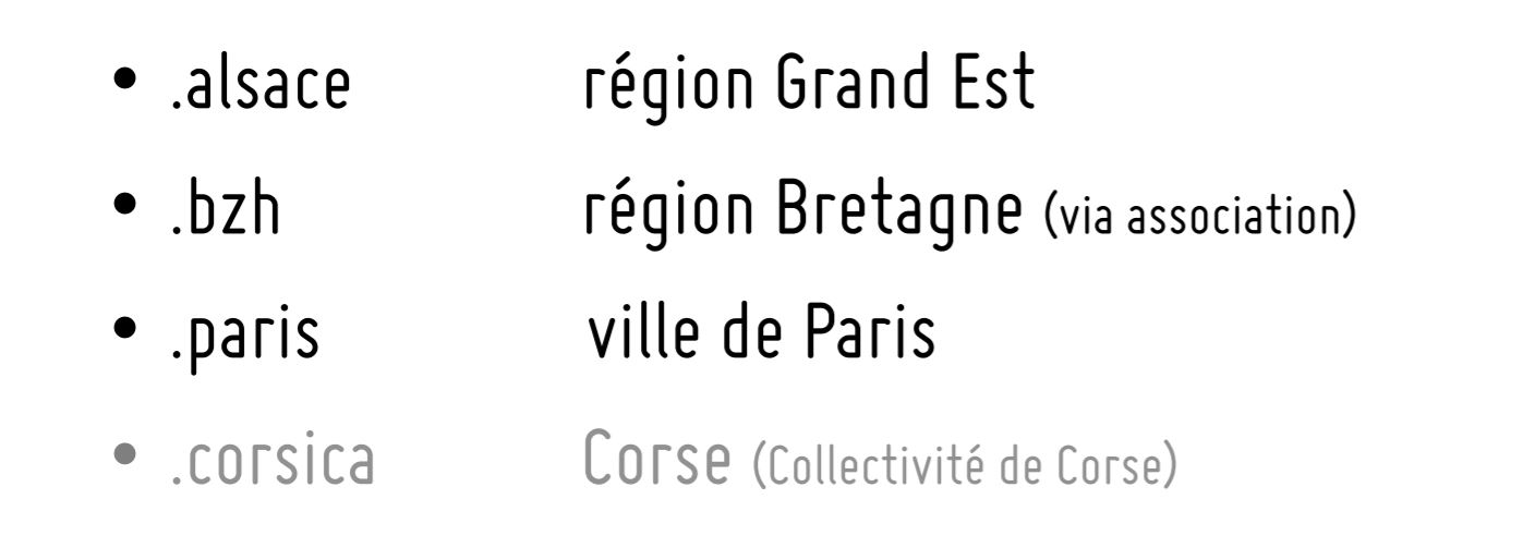 Les 4 extensions de nom de domaines  régionales