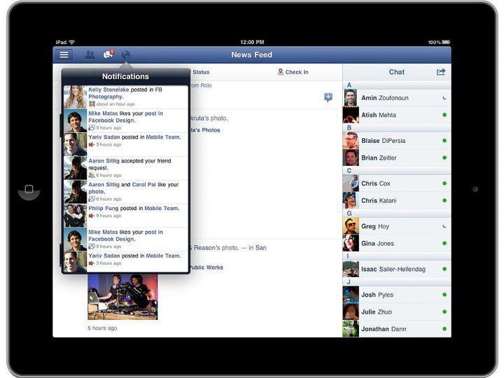Facebook sur Ipad Facebook sur Ipad