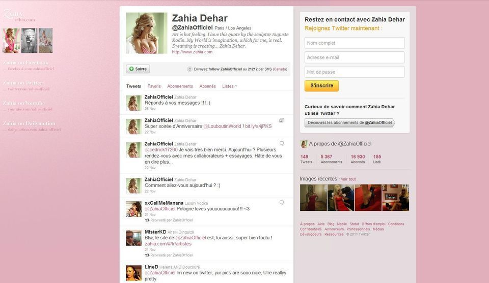 Twitter officiel Zahia Twitter officiel Zahia