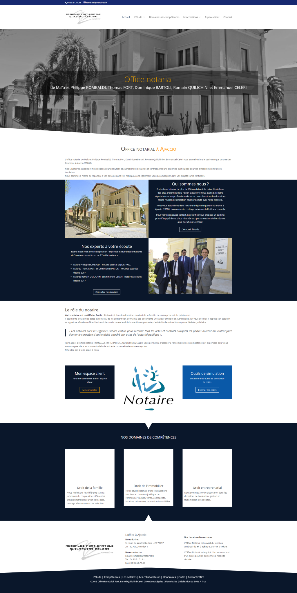 Le site de l'Office Notarial Rombaldi à Ajaccio