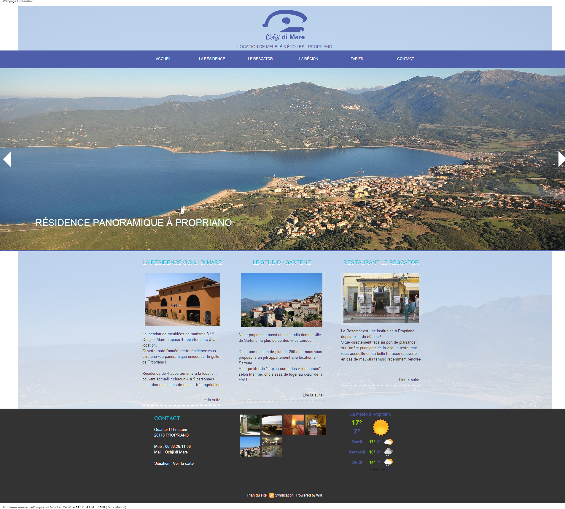 Nouveau site internet : résidence Ocjhi di Mare à Propriano