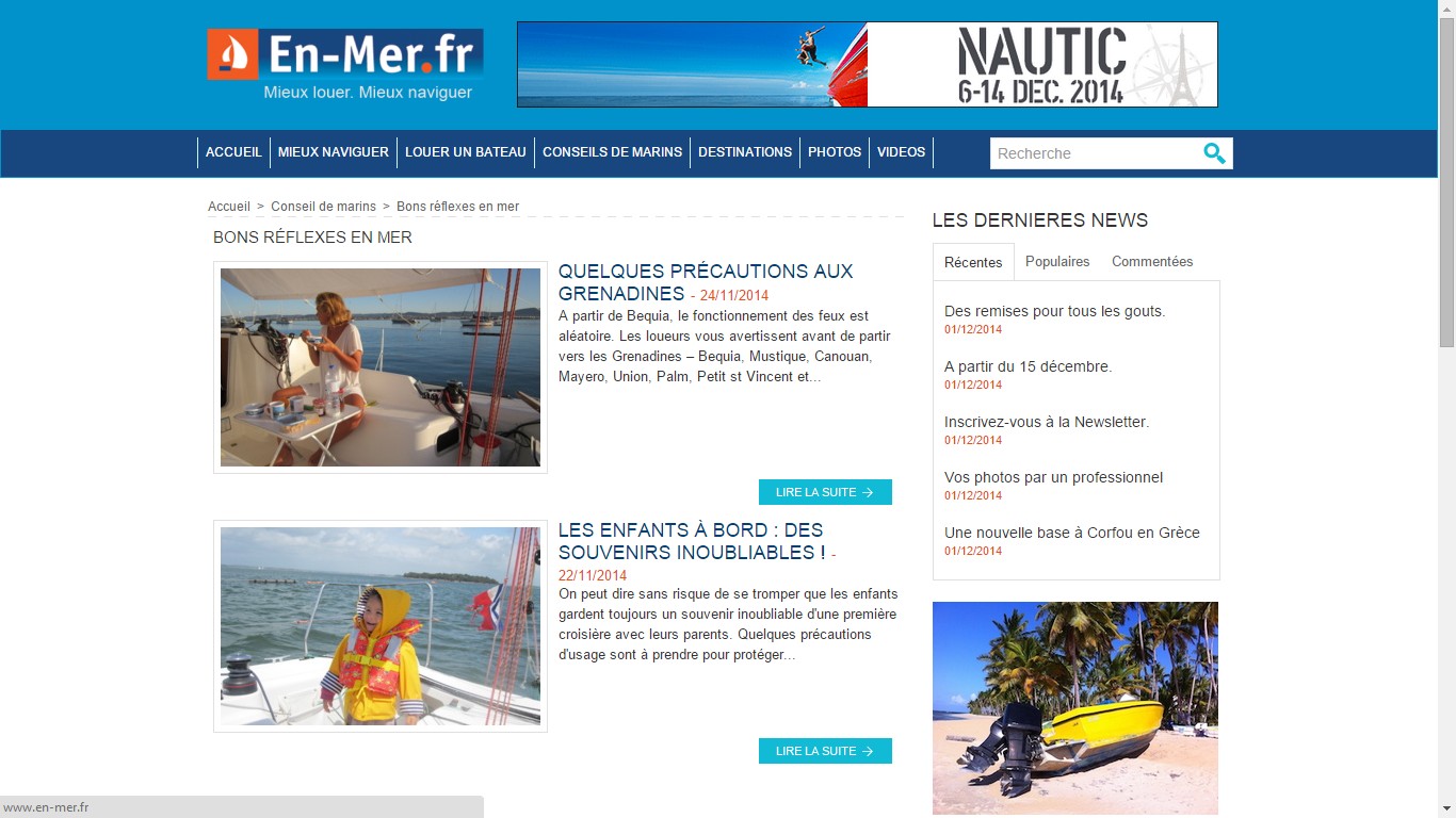Les rubriques du site en-mer.fr
