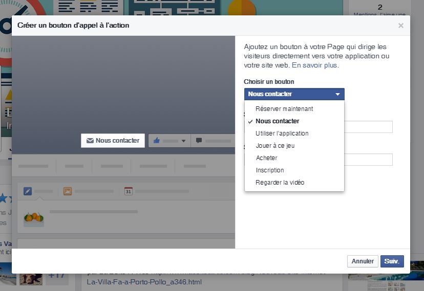 Nouveau bouton Call to Action Facebook