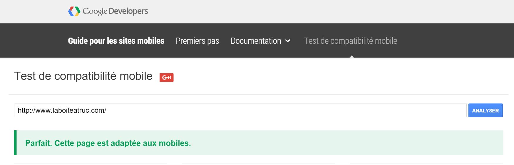 Outil de test Google Mobile