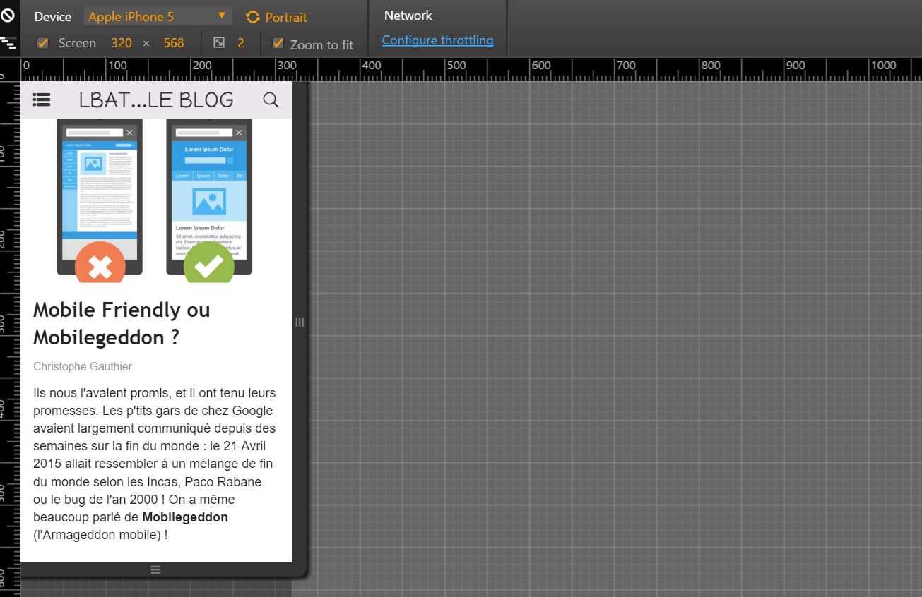 Test de l'affichage d'un site responsive
