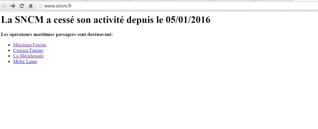 Site de la SNCM au 4/02/16 Site de la SNCM au 4/02/16